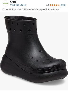 CROCS Black Unisex Crush Platform Waterproof Rain Boots